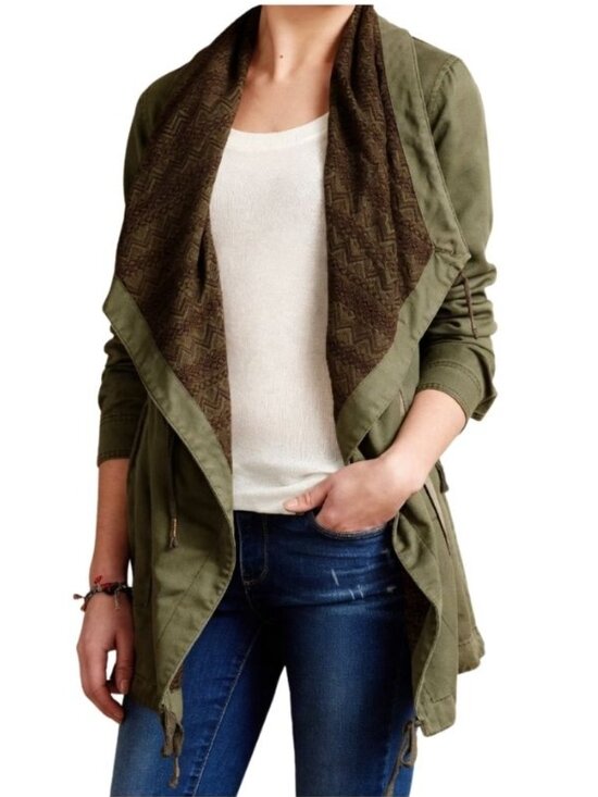 Anthropologie Jackets & Blazers - Anthropologie Hei Hei Etta Layered Drawstring Anorak Jacket Lace Green Size XS
